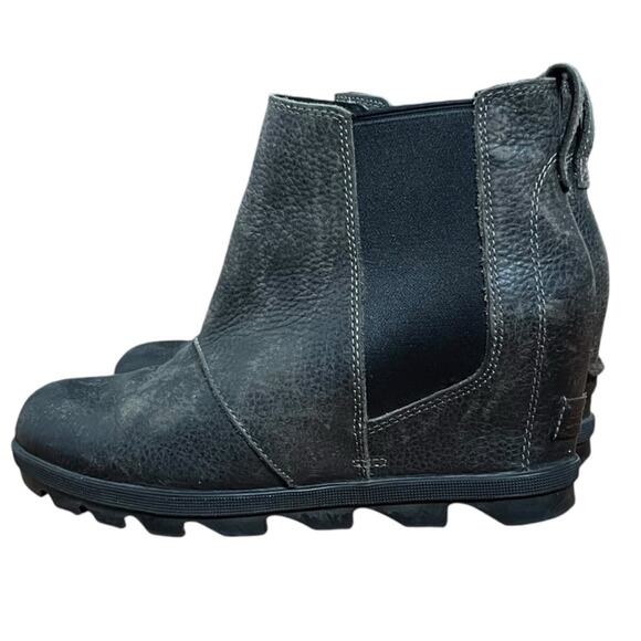 Sorel Joan Of Arctic Wedge II Chelsea Bootie Gray Platform Heeled Boots Size 9 - Picture 1 of 11